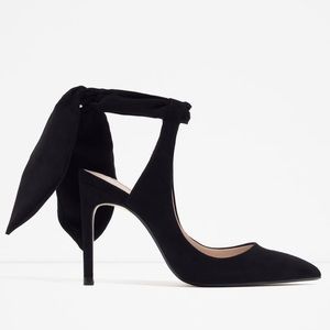 Zara slingback heels black size 38 7.5 bow